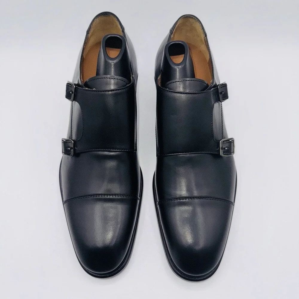 Antonio Maurizi Double‎ Monk Strap Oxfords Men's Size 9 EU 42 Black Leather